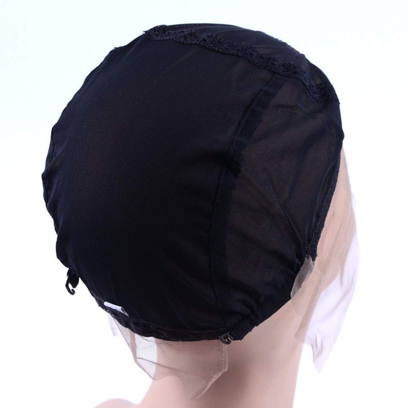 YANTAISIYU Lace Front Wig Cap for Making Wigs with Adjustable Strap Glueless Weaving Wig Caps Swiss Lace Hairnet (Black S 52 cm) - Image 5